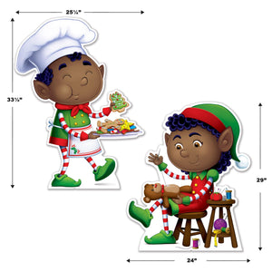 Beistle Elves Stand-Ups - Christmas/Winter Novelty - 29 Inch x 24 Inch & 33.5 Inch x 25.25 Inch