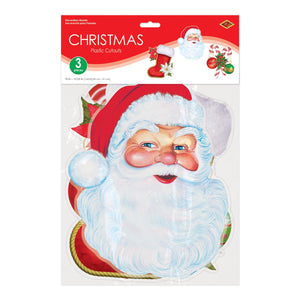 Beistle Plastic Christmas Cutouts - Indoor/Outdoor Use - 10-inch to 12.25-inch Sizes - Pack of 3
