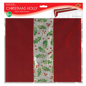Bulk Christmas Holly Fabric Table Runner (Case of 6) by Beistle