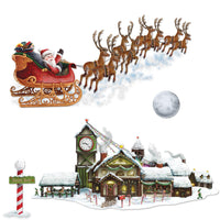 Beistle Christmas Santa's Sleigh & Workshop Props (4/Pkg)