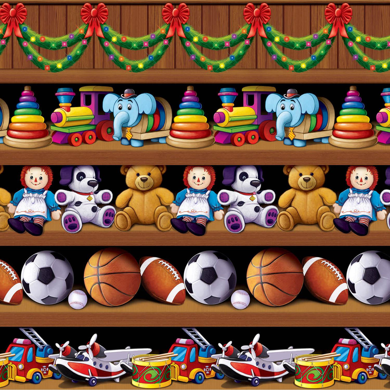 Beistle Christmas Santa's Workshop Backdrop