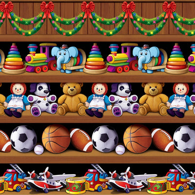 Beistle Christmas Santa's Workshop Backdrop