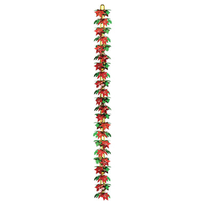 Beistle Christmas Poinsettia & Holly Garland/Column