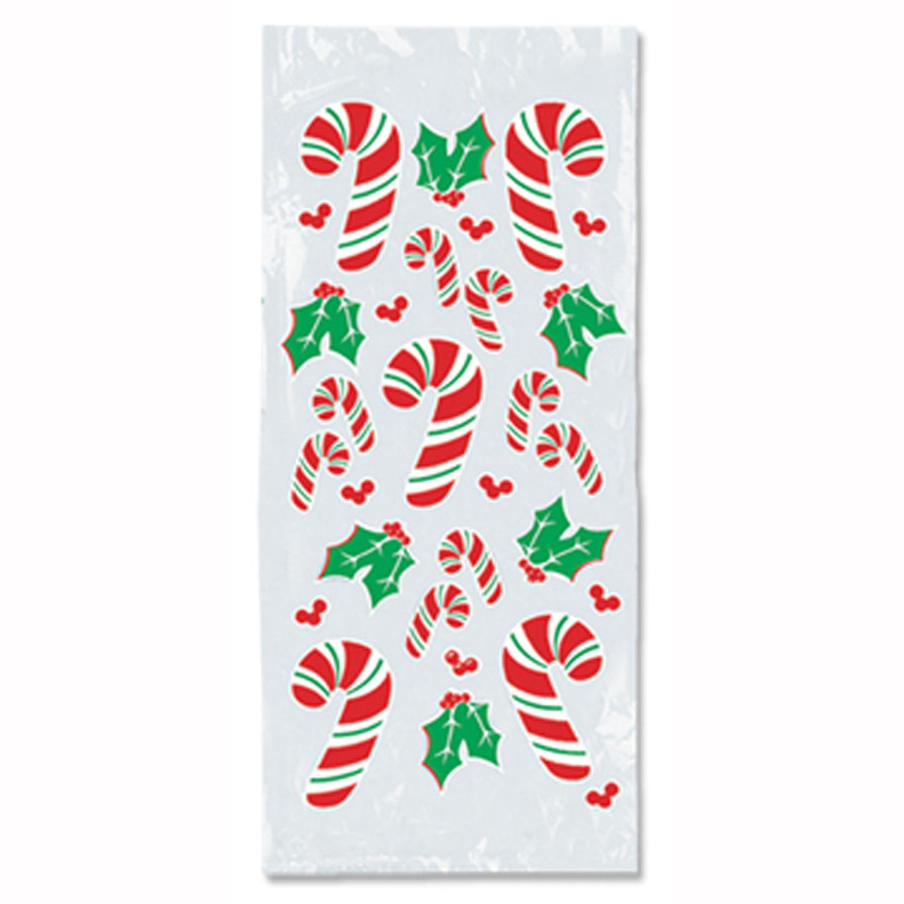 Beistle Christmas Candy Cane & Holly Cello Bags (25/Pkg)