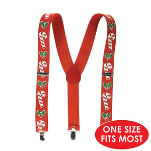 Candy Cane & Holly Suspenders - adjustable