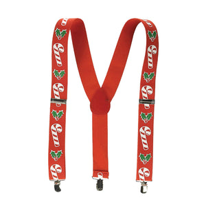 Beistle Christmas Candy Cane & Holly Suspenders