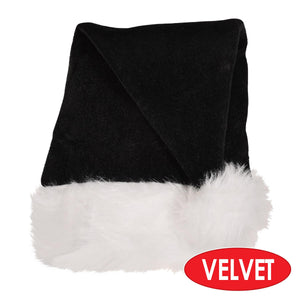 Beistle Black Santa Hat - One Size Fits Most, Plush Christmas Hat, 1/pkg, 12/case