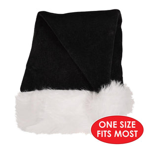 Beistle Black Santa Hat - One Size Fits Most, Plush Christmas Hat, 1/pkg, 12/case
