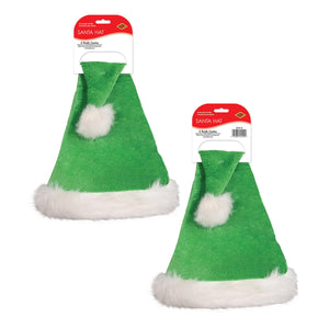 Bulk Green Santa Hat with Plush Trim (Case of 12) by Beistle