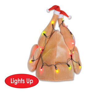 Bulk Christmas Plush Light-Up Christmas Turkey Hat (Case of 6) by Beistle