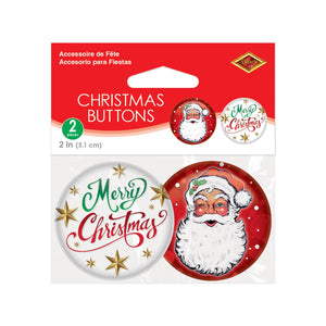 Beistle Christmas Buttons - Christmas/Winter Decor - 2 Inch