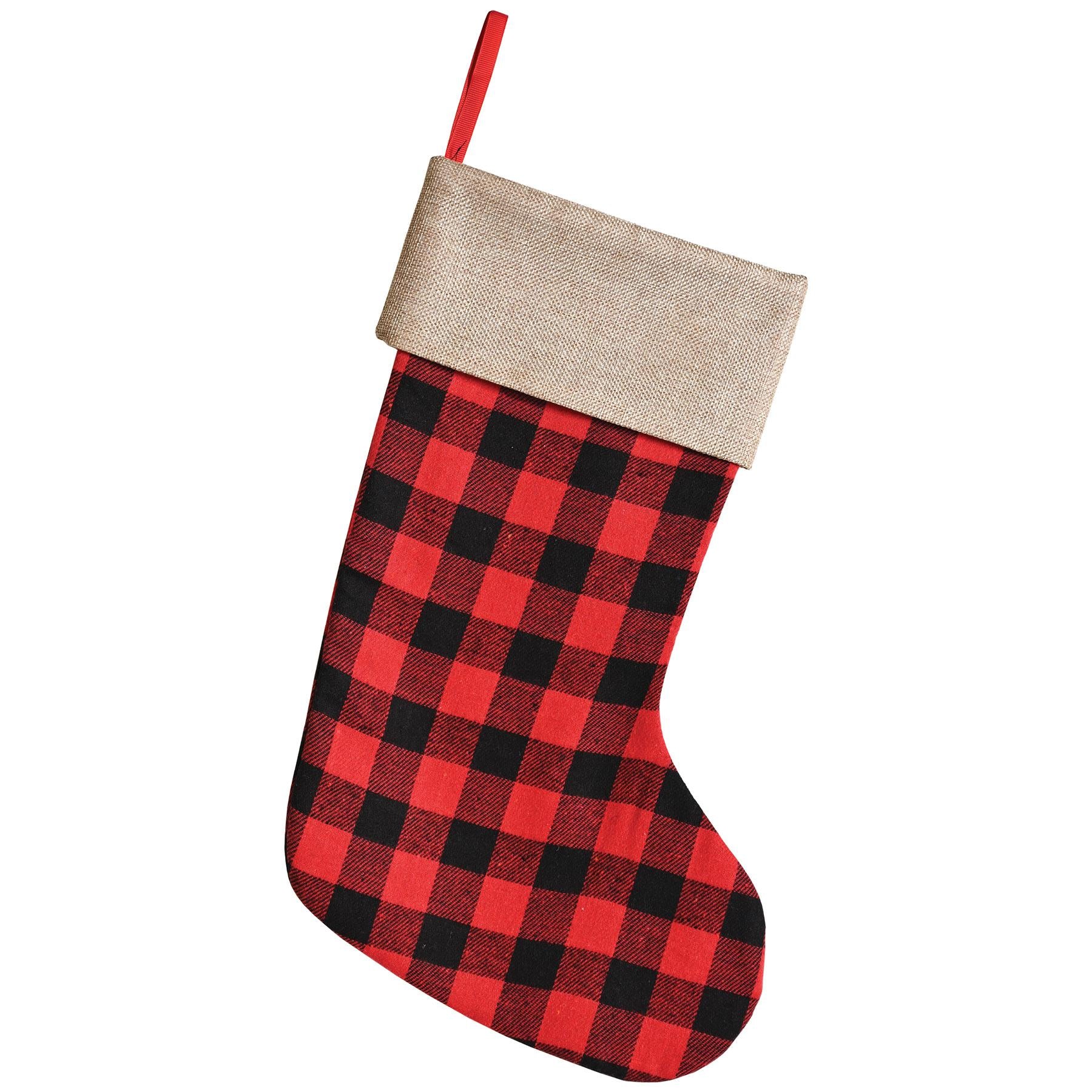 Beistle Christmas Red and Black Plaid Stocking (Case of 12)
