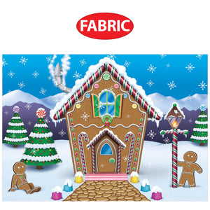Christmas Gingerbread House Fabric Backdrop (1/Package)