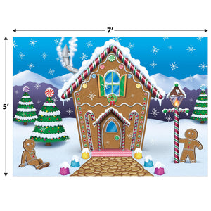 Christmas Gingerbread House Fabric Backdrop (1/Package)