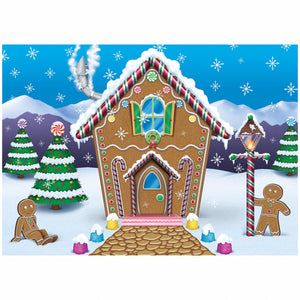 Beistle Christmas Gingerbread House Fabric Backdrop