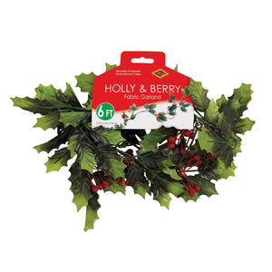 Bulk Christmas Holly & Berry Garland (Case of 12) by Beistle