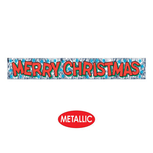 Bulk Metallic Merry Christmas Fringe Banner Decoration (Case of 12) by Beistle