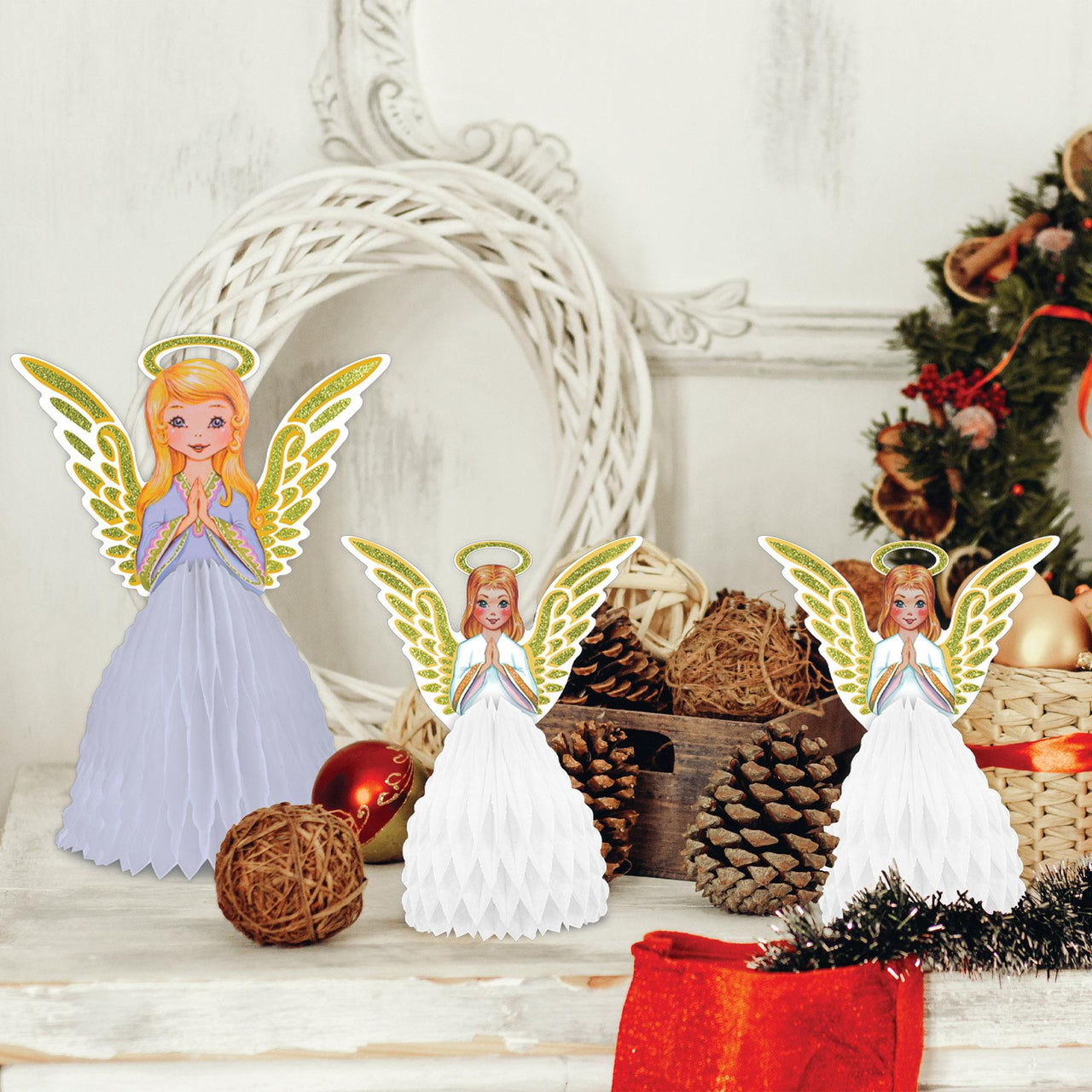 Bulk Vintage Christmas Angel Centerpieces (Case of 36) by Beistle