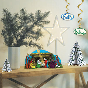 Bulk Vintage Christmas Glittered Nativity Scene Table Decoration (Case of 12) by Beistle
