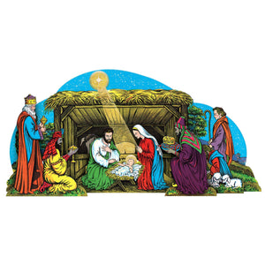 Vintage Christmas Glittered Nativity Scene Table Decoration