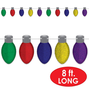 Beistle Christmas Light Bulb Streamer - 8.75 inch x 66 inch, Holiday Banners, 1/pkg, 12/case
