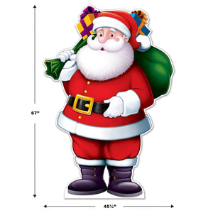 Beistle Santa Stand-Up - 67 inch x 45.25 inch Christmas Winter Decor - 3-D Prop