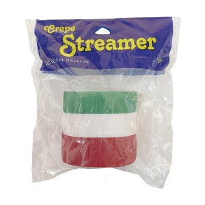 Fire Resistant Red, White & Green Crepe Streamer 