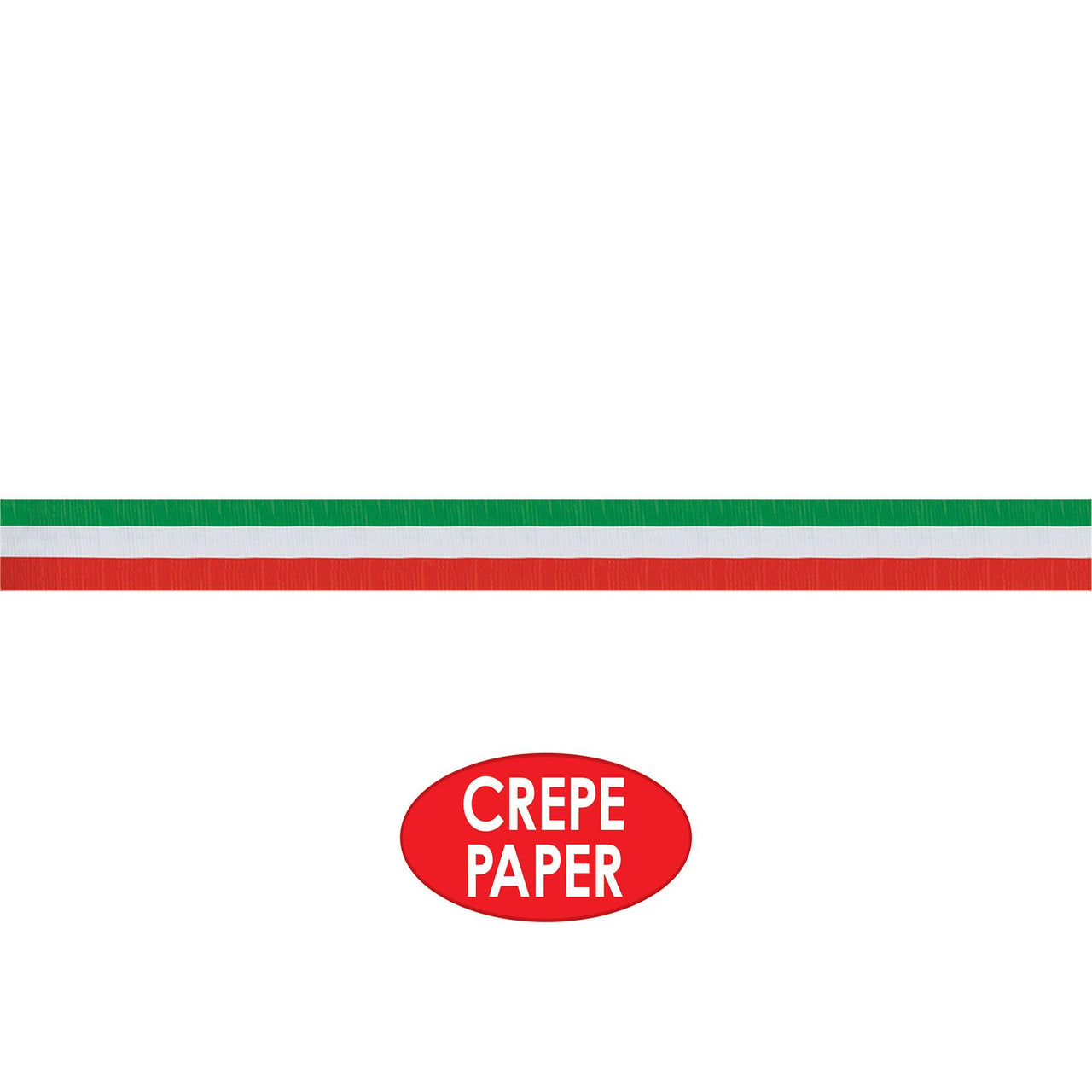 Fire Resistant Red, White & Green Crepe Streamer 