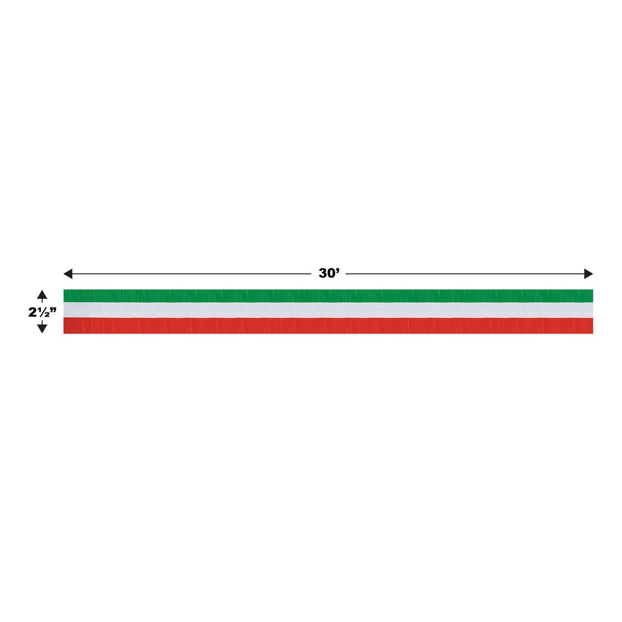 Fire Resistant Red, White & Green Crepe Streamer 