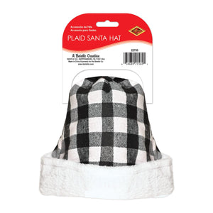 Bulk Plaid Santa Hat - Black & White (Case of 12) by Beistle