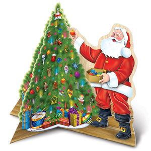 3-D Santa with Tree Centerpiece - 10 inch x 11 inch