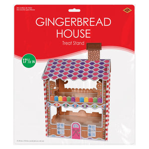 Beistle Gingerbread House Treat Stand - 17.5 inch x 11.75 inch, Christmas Centerpiece, 1/pkg, 12/case