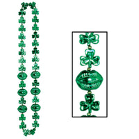 St. Patrick's Day Shamrock Bead Necklaces with Kiss Me Lips