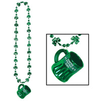 St. Patrick's Day Shamrock Bead Necklaces with Happy St Pat's Mug