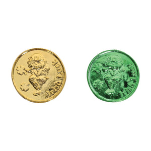 Bulk Lucky Leprechaun Plastic Coins assorted green & gold (Case of 480) by Beistle
