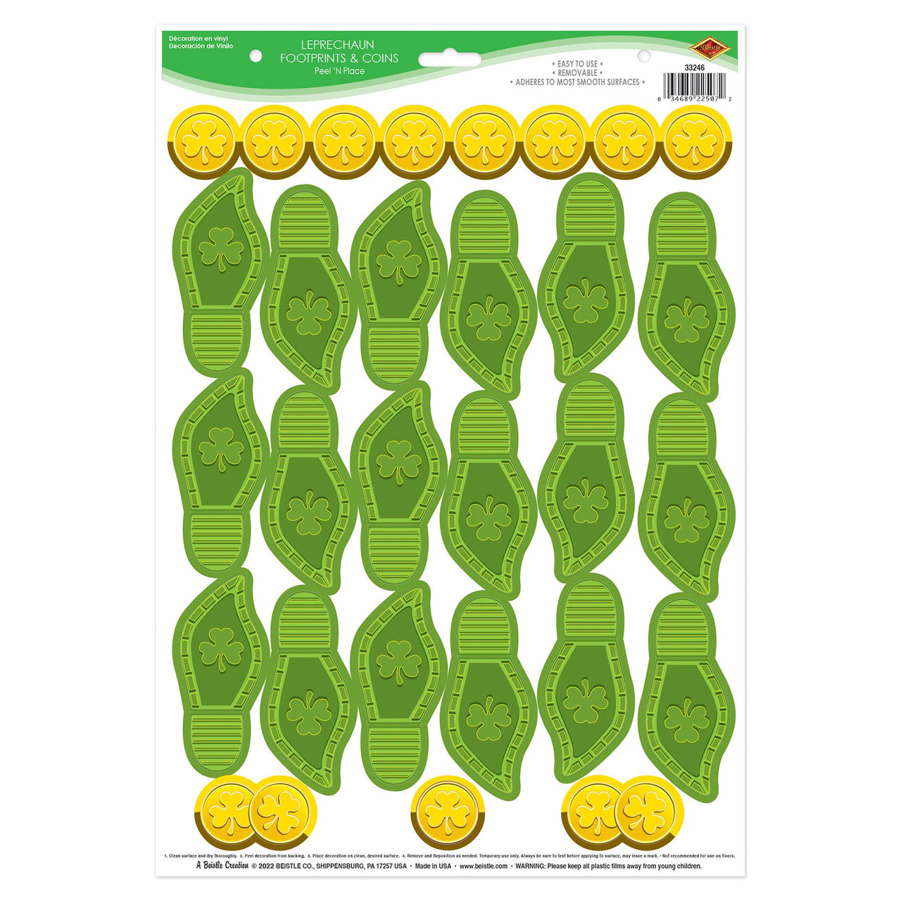 Bulk Leprechaun Footprints & Coins PNP (12 Pkgs Per Case) by Beistle