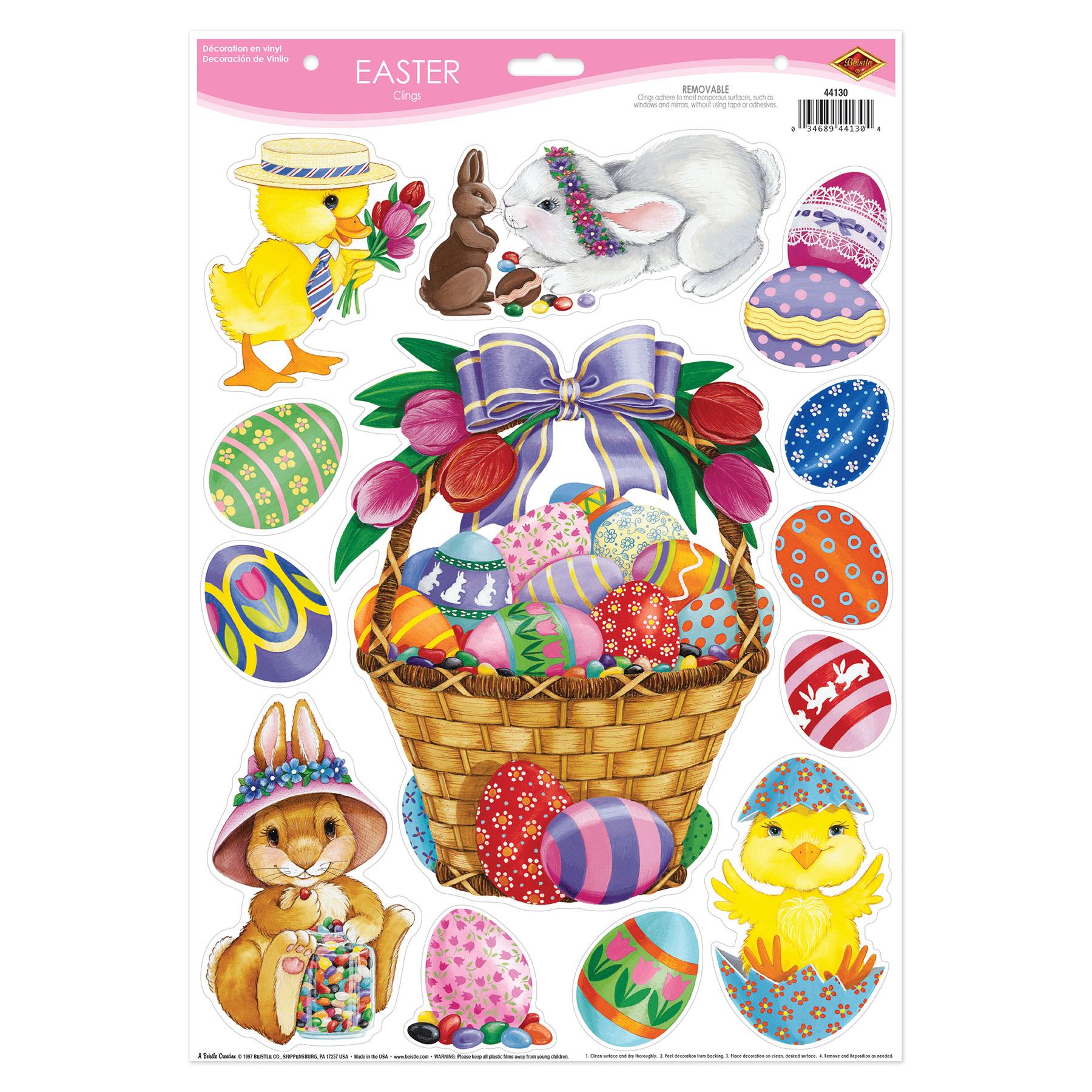 Beistle Easter Basket & Friends Clings (5/Sheet)