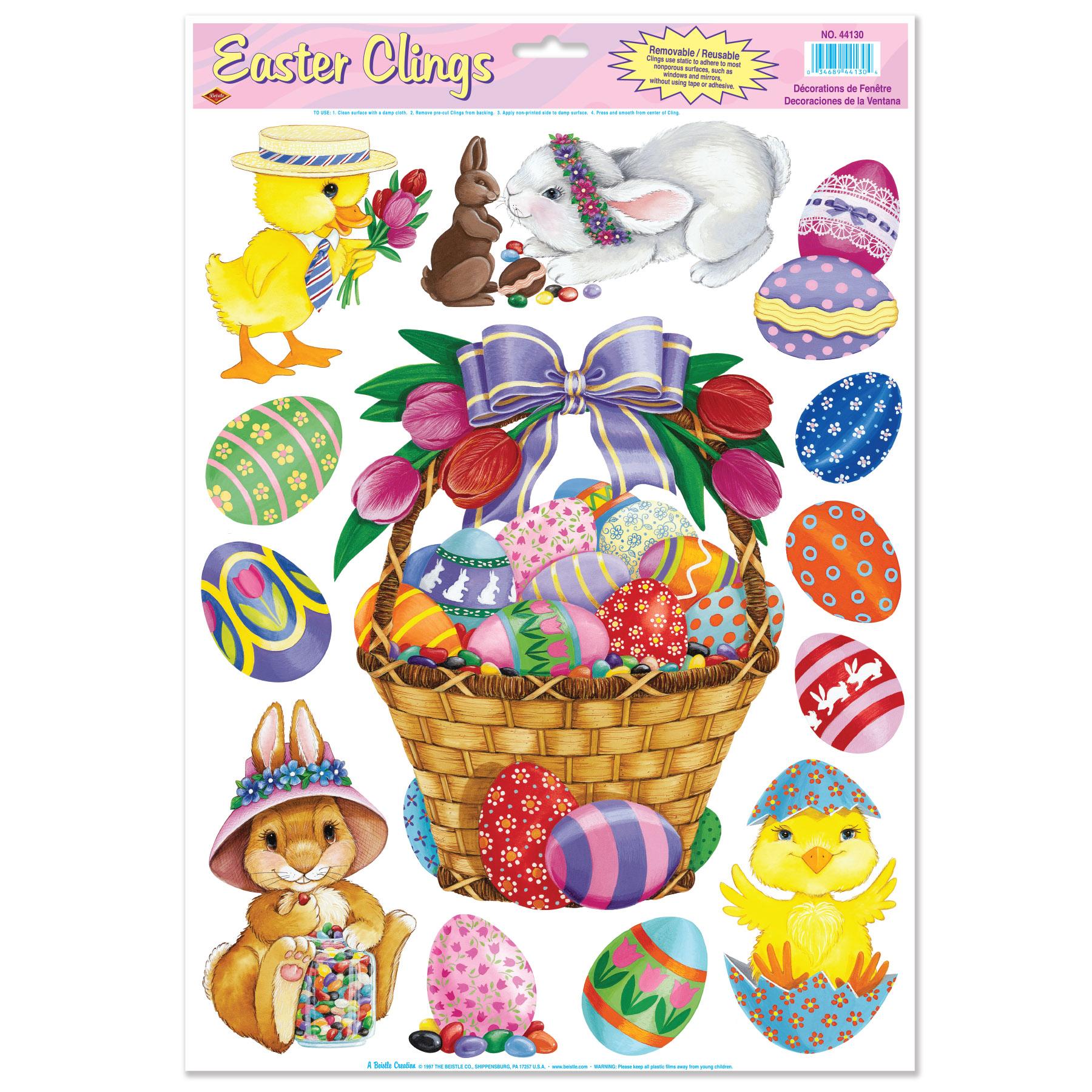 Beistle Easter Basket & Friends Clings (5/Sheet)
