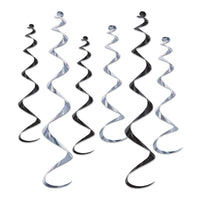 Twirly Whirlys Party Decorations Assorted black & silver (6/Pkg)
