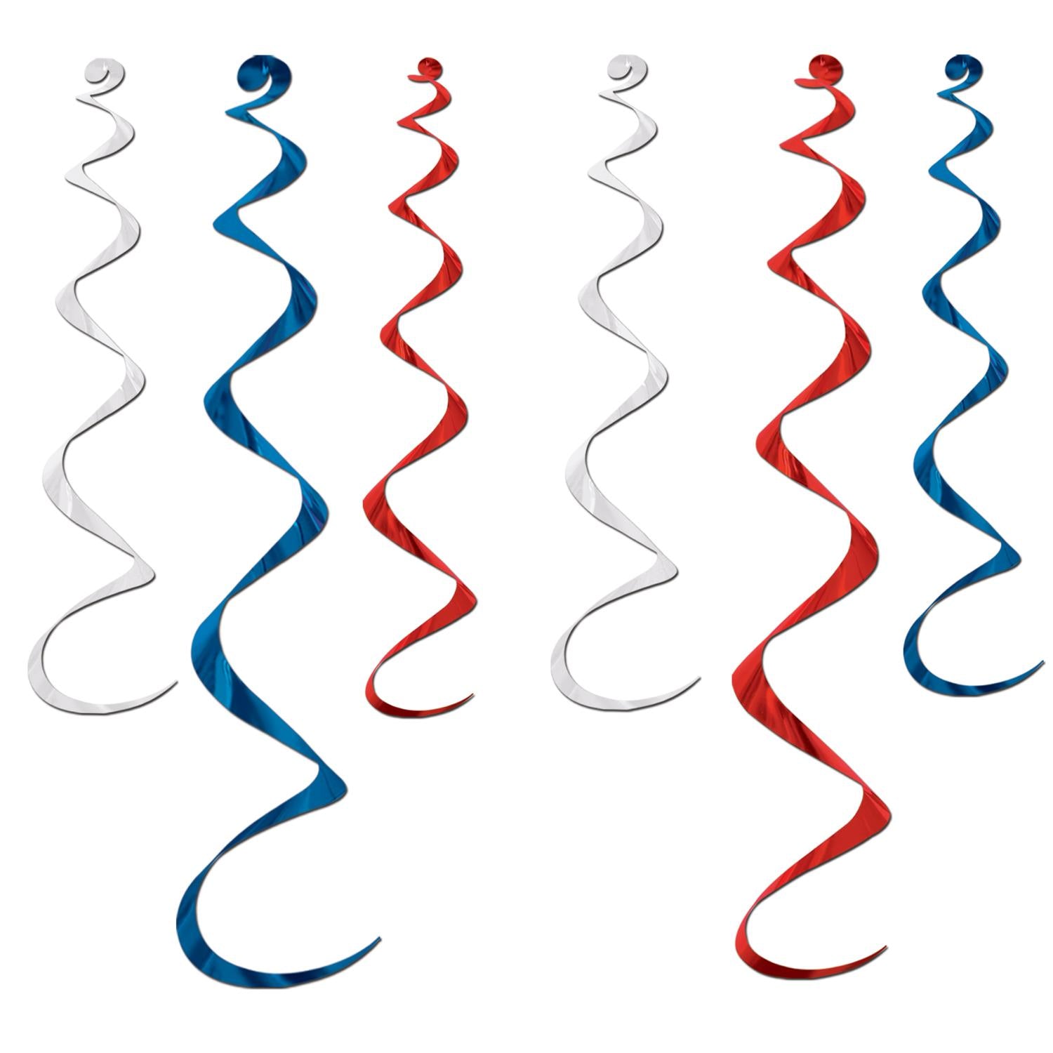Twirly Whirlys Party Decorations Assorted red - white - blue (6/Pkg)
