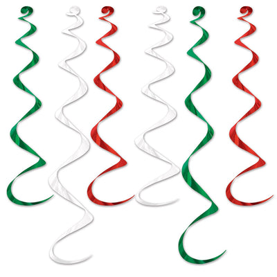 Day of the Dead Twirly Whirlys Assorted red - white - green (6/Pkg)