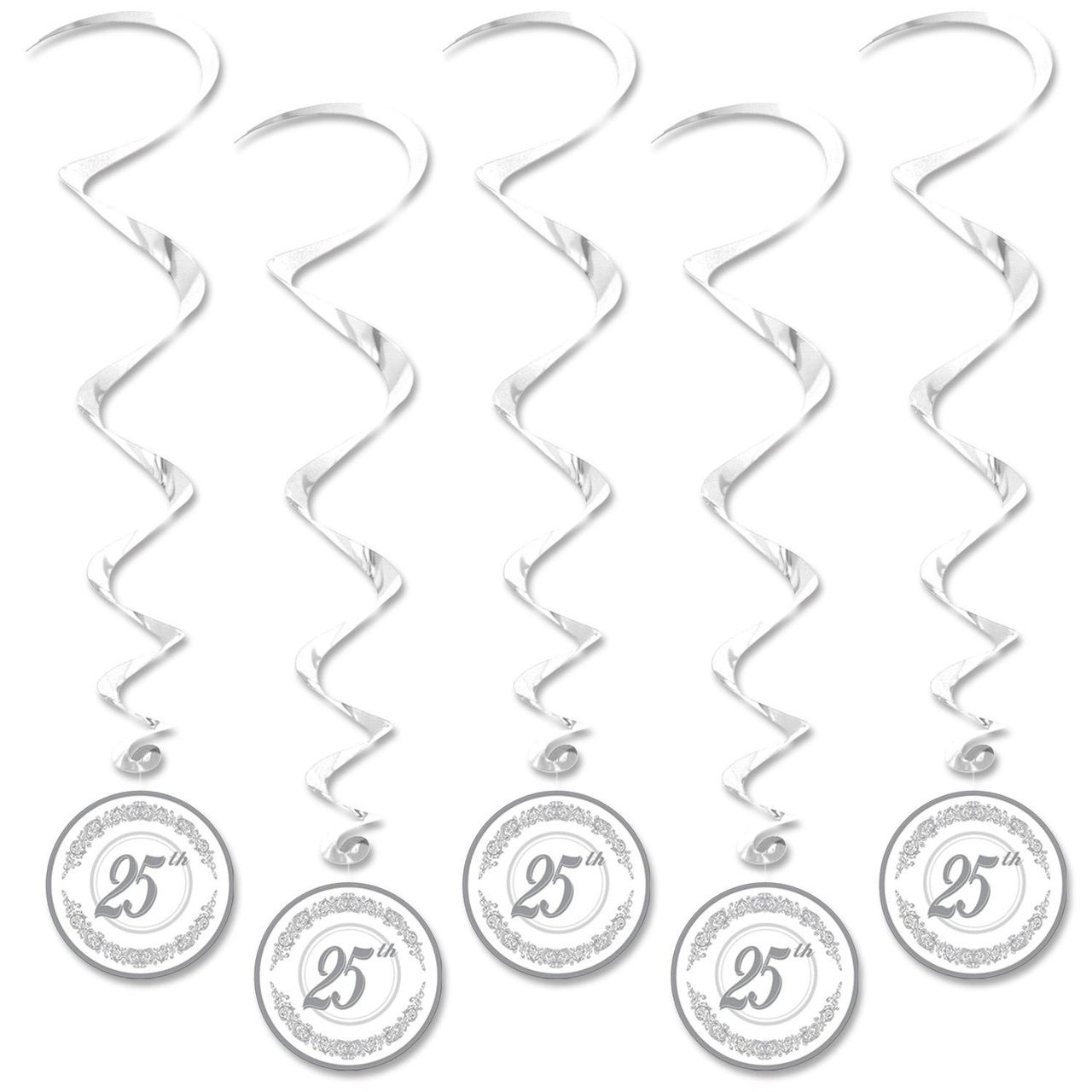Beistle 25th Anniversary Whirls- Silver