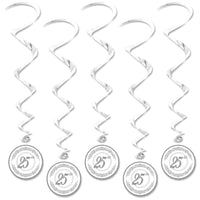 Beistle 25th Anniversary Whirls- Silver