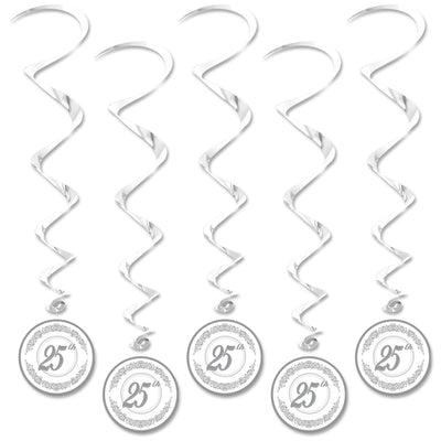 Beistle 25th Anniversary Whirls- Silver