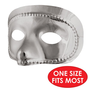 Mardi Gras Party Supplies - Metallic Half Mask - silver