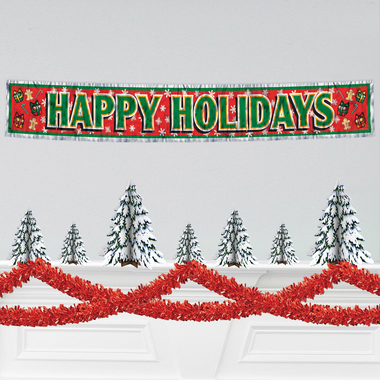 Fire Resistant Gleam 'N Fest Festooning Garland - red