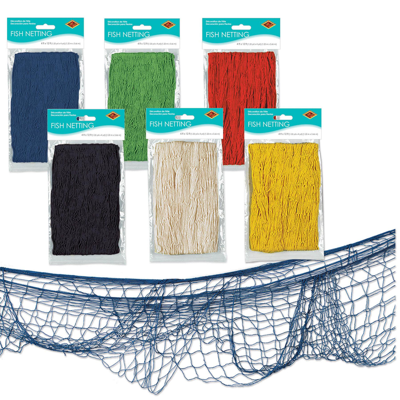 Beistle Luau Party Fish Netting, assorted colors
