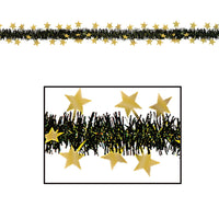 Beistle Metallic Star Party Garland - black & gold