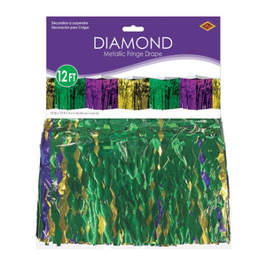 Bulk 2-Ply Diamond Metallic Fringe Drape gold, green, purple (Case of 6) by Beistle
