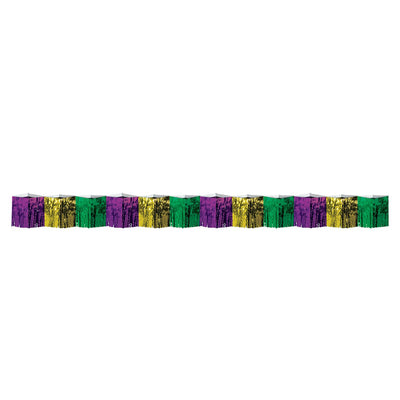 Beistle Mardi Gras 2-Ply Diamond Metallic Fringe Drape